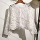 Wholesale Korean version of fashion loose slimming hollow crochet knitwear women's new foreign style unique cardigan long-sleeved White Clothing Wholesale Market Liuhua