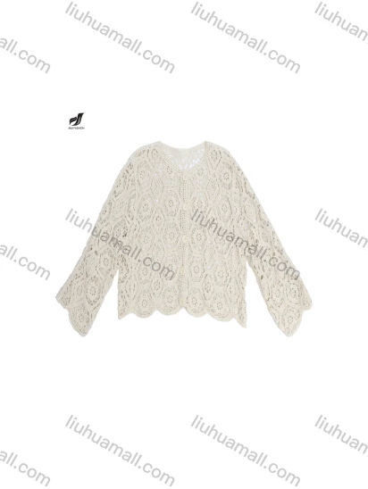 Wholesale Korean version of fashion loose slimming hollow crochet knitwear women's new foreign style unique cardigan long-sleeved