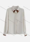 Wholesale Women's Casual Collared Long Sleeve Chain Decor Ruched Button Down Plain Shirts 167258# - Liuhuamall