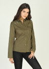 Wholesale Women's Casual Military Style Collared Distressed Long Sleeve Top Button Down Ripped Raw Hem Shirt - Liuhuamall