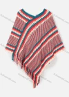 Wholesale Women's Vintage Argyle & Striped Print Tassel Trim Knit Cape - Liuhuamall