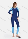 Wholesale Women's Zip Front Long Sleeve Round Neck Splicing Colorblock One Piece Swimsuit 507# - Liuhuamall