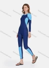 Wholesale Women's Zip Front Long Sleeve Round Neck Splicing Colorblock One Piece Swimsuit 507# - Liuhuamall