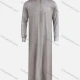 Wholesale Men's Pakistani Stand Collar Plain Button Front Modest Middle East Ramadan Muslim Arabic Robe Gray Clothing Wholesale Market Liuhua
