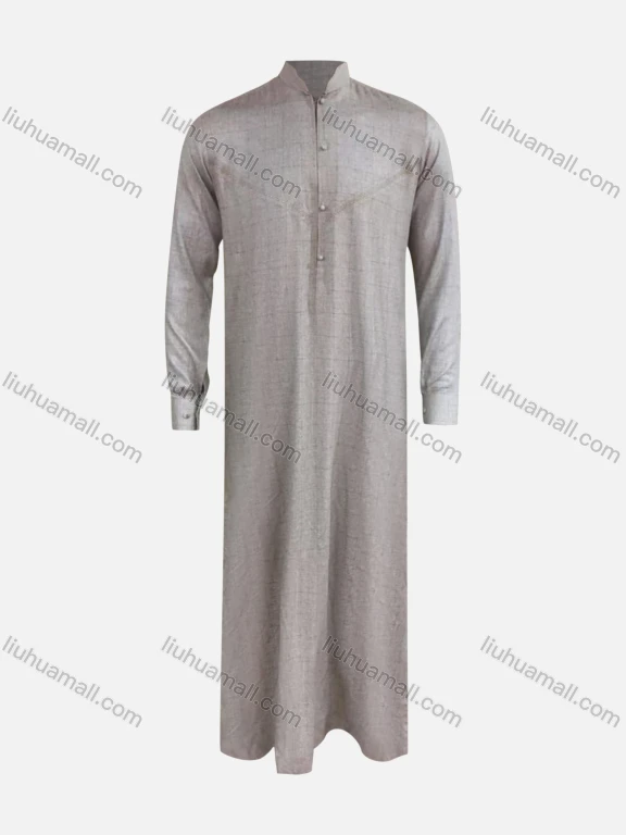 Wholesale Men's Pakistani Stand Collar Plain Button Front Modest Middle East Ramadan Muslim Arabic Robe