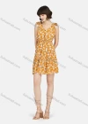 Wholesale Women's Casual Button Front Tie Floral Print Ruched Ruffle Hem Tank Dress - Liuhuamall