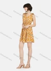 Wholesale Women's Casual Button Front Tie Floral Print Ruched Ruffle Hem Tank Dress - Liuhuamall