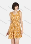 Wholesale Women's Casual Button Front Tie Floral Print Ruched Ruffle Hem Tank Dress - Liuhuamall