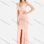 Wholesale Women's Elegant Asymmetrical Neck Ruched Ruffle Trim Wrap Rhinestone Split Hem Mermaid Evening Dress preview