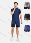 Wholesale Men's Athletic Workout Reflective Stripes Colorblock Shorts With Zipper Pockets - Liuhuamall