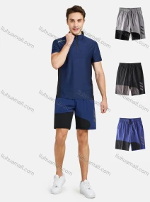 Wholesale Men's Athletic Workout Reflective Stripes Colorblock Shorts With Zipper Pockets, LIUHUA CLOTHING WHOLESALE