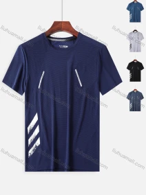 Wholesale Men's Quick Dry Workout Running Reflective Stripes Plain Jacquard Athletic T-Shirt 6620#, LIUHUA CLOTHING WHOLESALE