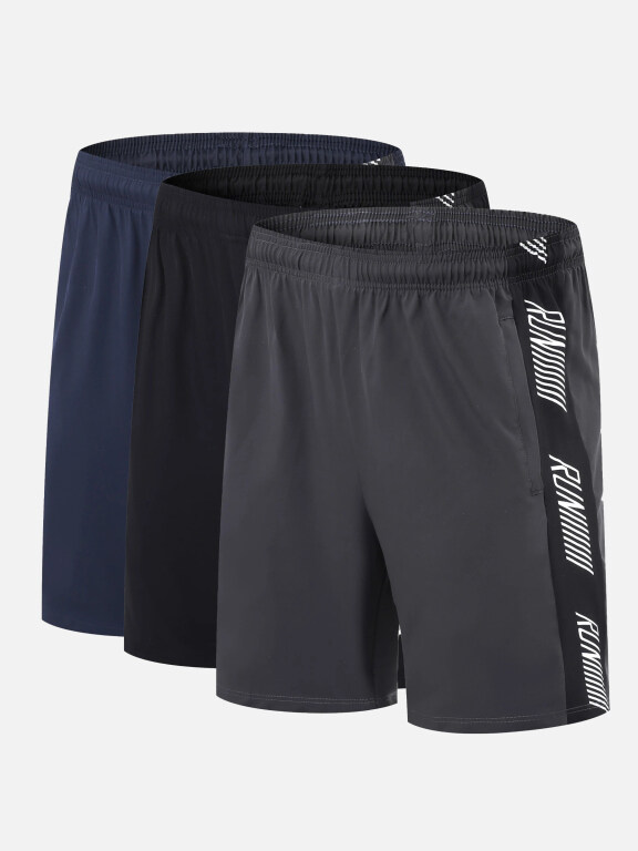 Men's Performance Workout Colorblock Slogan Athletic Shorts With Zip Pockets A035#, Clothing Wholesale Market -LIUHUA, Men, Men-s-Tops