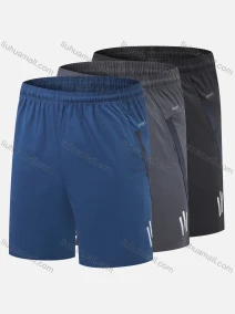 Wholesale Men's Performance Workout Reflective Stripes Athletic Shorts With Zip Pockets A072#, LIUHUA CLOTHING WHOLESALE
