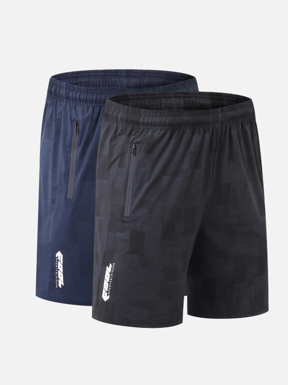 Men's Performance Workout Letter Athletic Shorts With Zip Pockets A081#, Clothing Wholesale Market -LIUHUA, Men, Men-s-Tops