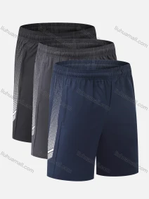 Wholesale Men's Performance Workout Graphic Athletic Shorts With Zip Pockets A221#, LIUHUA CLOTHING WHOLESALE