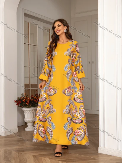 Wholesale Luxury Beaded & Pearl Embroidered Muslim Abaya, Dubai Style Flare Sleeve Modest Maxi Kaftan for Eid Ramadan