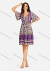 Wholesale Women's Casual Folkloric Vintage Floral Print Short Sleeve Drawstring Short Dress - Liuhuamall