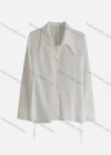 Wholesale Women's Casual Long Sleeve Collared Side Drawstring Button Down Plain Blouse 423742# - Liuhuamall