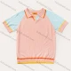 Wholesale Kids Cute Collared Colorblock Short Sleeve Knit Top MB22BTX638# Pink Clothing Wholesale Market Liuhua