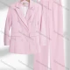 Wholesale Women's Formal Lapel Double Breasted Plain Flap Pockets Blazer & Pocket Pants 2-Piece Suit Sets Light Pink Clothing Wholesale Market Liuhua
