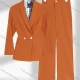 Wholesale Women's Formal Shawl Collar Double Breasted Plain Blazer & Pants 2-Piece Suit Sets Orange Clothing Wholesale Market Liuhua