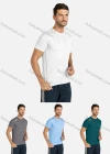 Wholesale Men's Sporty Plain Quick Dry Short Sleeve Round Neck Reflective Stripes Tee - Liuhuamall