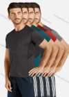 Wholesale Men's Sporty Short Sleeve Plain Colorblock Crew Neck Quick Dry Stretch Topstitch Sewing T-shirts - Liuhuamall