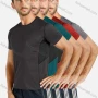 Wholesale Men's Sporty Short Sleeve Plain Colorblock Crew Neck Quick Dry Stretch Topstitch Sewing T-shirts preview