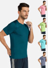 Wholesale Men's Sporty Plain Short Sleeve Round Neck Slim Fit Stretchy Quick Dry T-shirts - Liuhuamall