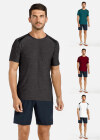 Wholesale Men's Sporty Colorblock Short Sleeve Slim Fit Round Neck Stretch Tee - Liuhuamall