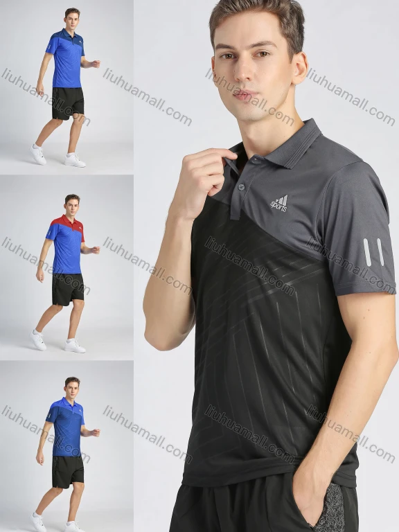 Wholesale Men's Sporty Colorblock Short Sleeve Slim Fit Quick Dry Polo Shirt
