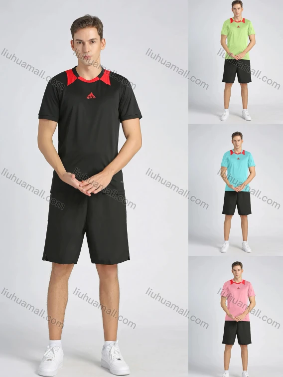 Wholesale Men's Sporty Contrast Color Round Neck Short Sleeve Slim Fit Stretch Workout Tee, Guangzhou Clothing Wholesale Market & Suppliers - LIUHUAMALL, Men