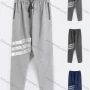 Wholesale Men's Sporty Plain Reflective Stripes Drawstring Zipper Pockets Pants preview