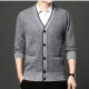 Men's Casual Long Sleeve Button Down Knit Cardigans Light Gray Clothing Wholesale Market -LIUHUA