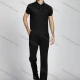 Wholesale Men's Casual Plain Embroidery Short Sleeve Striped Trim Split Side Polo Shirt LF010# Black Clothing Wholesale Market Liuhua