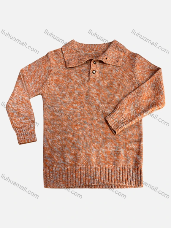 Wholesale Girl's Casual Lapel Long Sleeve Button Down Knit Sweater