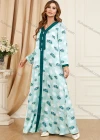 Wholesale Women's Arabic Muslim Islamic V Neck Splicing Dubai Embroidery Abaya Maxi Dress 3400# - Liuhuamall