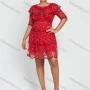 Wholesale Women's Plus Size Half Sleeve Maple Leaf Beaded Embroidery Mesh Back Zipper Short Cocktail Party Dress preview