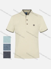 Wholesale Men's Casual Stand Collar Short Sleeve Button Front Embroidery Logo Polo Shirt, LIUHUA CLOTHING WHOLESALE