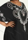 Wholesale Women's African Plus Size Vintage Round Neck Robe Batwing Sleeve Floral Embroidery Plain Kaftan Dress - Liuhuamall