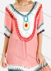 Wholesale Women's Casual V Neck Half Sleeve Weave Trim Fringe Hem Cover Up - Liuhuamall