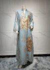 Wholesale Women's Islamic Muslim Embroidered Sequin Floral Maxi Abaya Dress - Liuhuamall