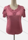 Wholesale Women's Casual Ruffle Neck Petal Sleeve Beaded Blouse - Liuhuamall