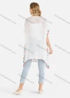 Wholesale Women's Batwing Sleeve Colorful Crochet Floral Pompom Trim V-Neck Cover Up - Liuhuamall