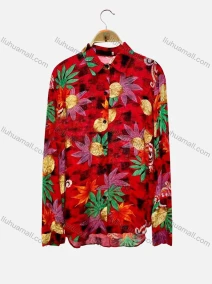 Wholesale Women's Vintage Long Sleeve Leaf Print Button Down Shirts, LIUHUA CLOTHING WHOLESALE