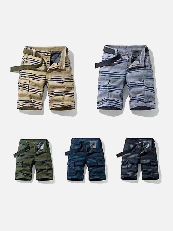 Boys Casual Striped Flap Pockets Cargo Shorts With Belt 28001#, Clothing Wholesale Market -LIUHUA, KIDS-BABY, Boys-Clothing