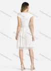 Wholesale Women's Plain Round Neck Cap Sleeve Sequin Mesh Chiffon A-Line Knee Length Dress - Liuhuamall