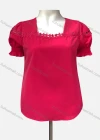 Wholesale Women's Casual Square Neck Short Sleeve Appliques Blouse - Liuhuamall