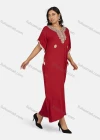 Wholesale Women's African Batwing Sleeve Plain V Neck Embroidery Maxi Kaftan Dress - Liuhuamall